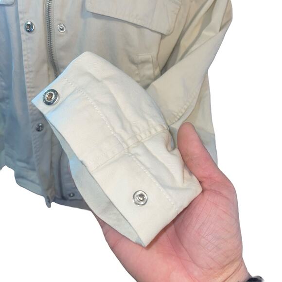 Treasure & Bond Stand Collar Cotton Twill Jacket Cream Size Medium - Picture 8 of 11